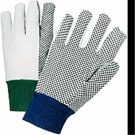 WEST CHESTER PROTECTIVE GEAR Large White Canvas Glove Knit Wrist With Pvc Dots 152021